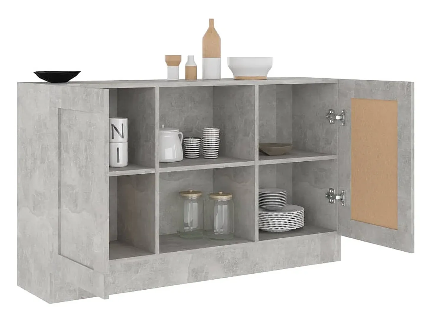Aparador de madera contrachapada gris hormigón 120x30,5x70 cm