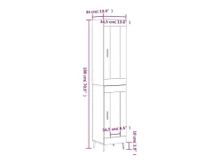 Aparador de madera contrachapada gris hormigón 34,5x34x180 cm