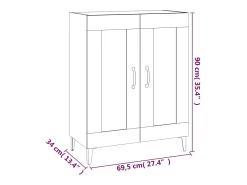 Aparador de madera contrachapada blanco brillante 69,5x34x90 cm