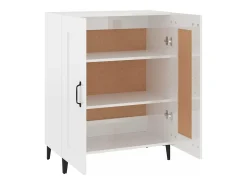 Aparador de madera contrachapada blanco brillante 69,5x34x90 cm