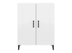 Aparador de madera contrachapada blanco brillante 69,5x34x90 cm