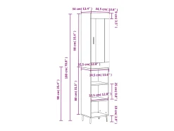 Aparador de madera contrachapada roble ahumado 34,5x34x180 cm