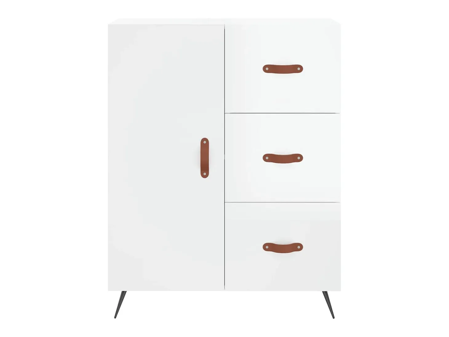 Aparador de madera contrachapada blanco brillante 69,5x34x90 cm
