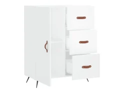 Aparador de madera contrachapada blanco brillante 69,5x34x90 cm