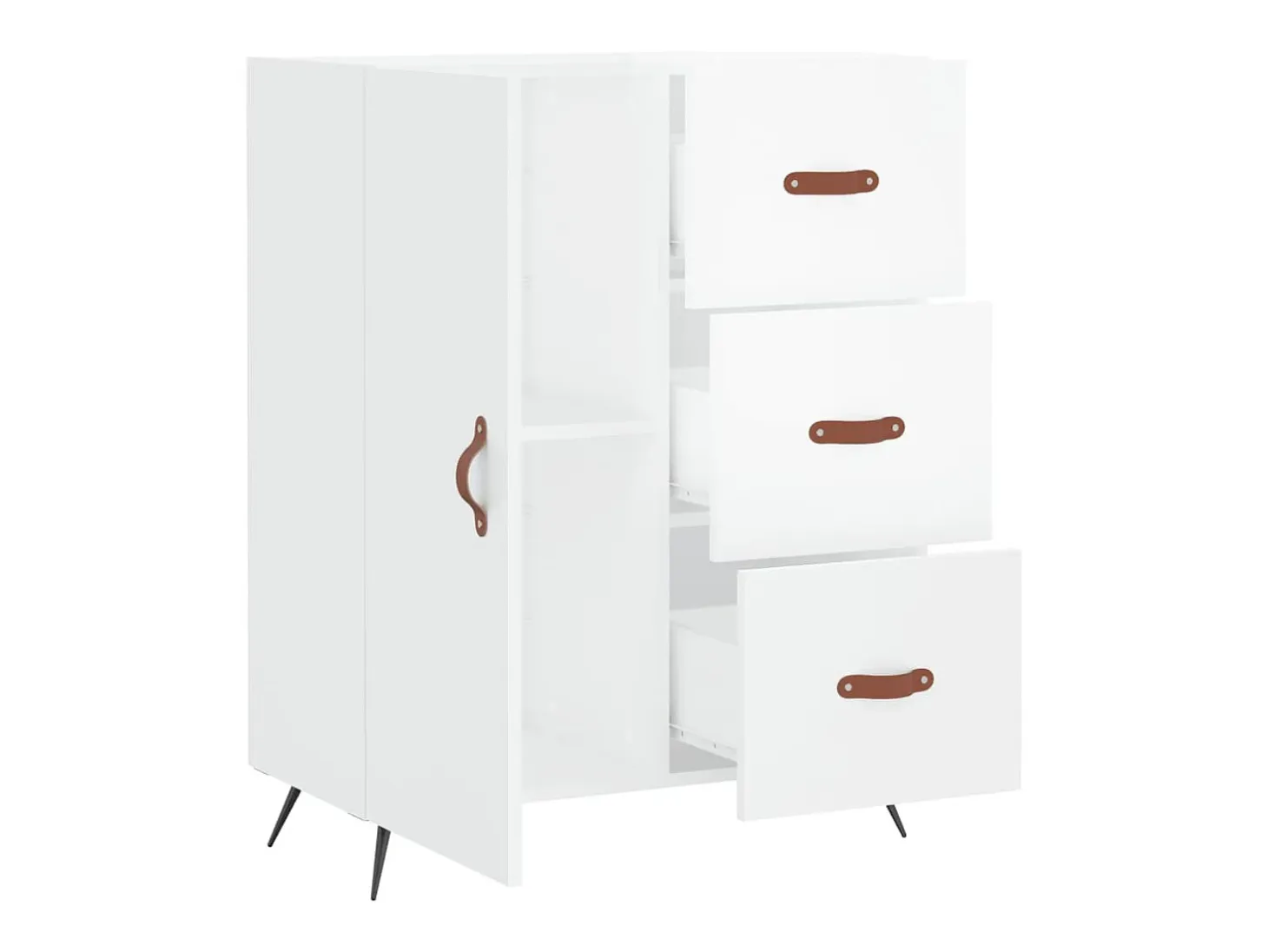 Aparador de madera contrachapada blanco brillante 69,5x34x90 cm