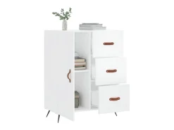 Aparador de madera contrachapada blanco brillante 69,5x34x90 cm
