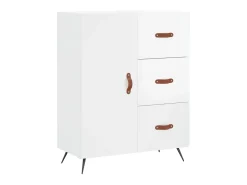 Aparador de madera contrachapada blanco brillante 69,5x34x90 cm