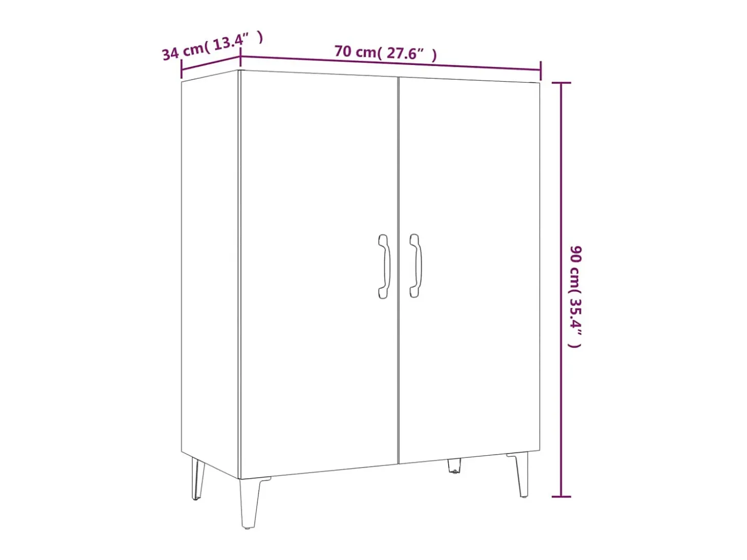 Aparador de madera contrachapada gris Sonoma 70x34x90 cm