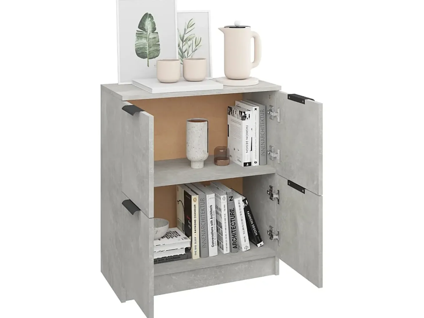 Aparador de madera contrachapada gris hormigón 60x30x70 cm ES38402