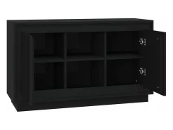 Aparador de madera contrachapada negro 102x35x60 cm