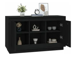 Aparador de madera contrachapada negro 102x35x60 cm