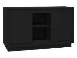 Aparador de madera contrachapada negro 102x35x60 cm