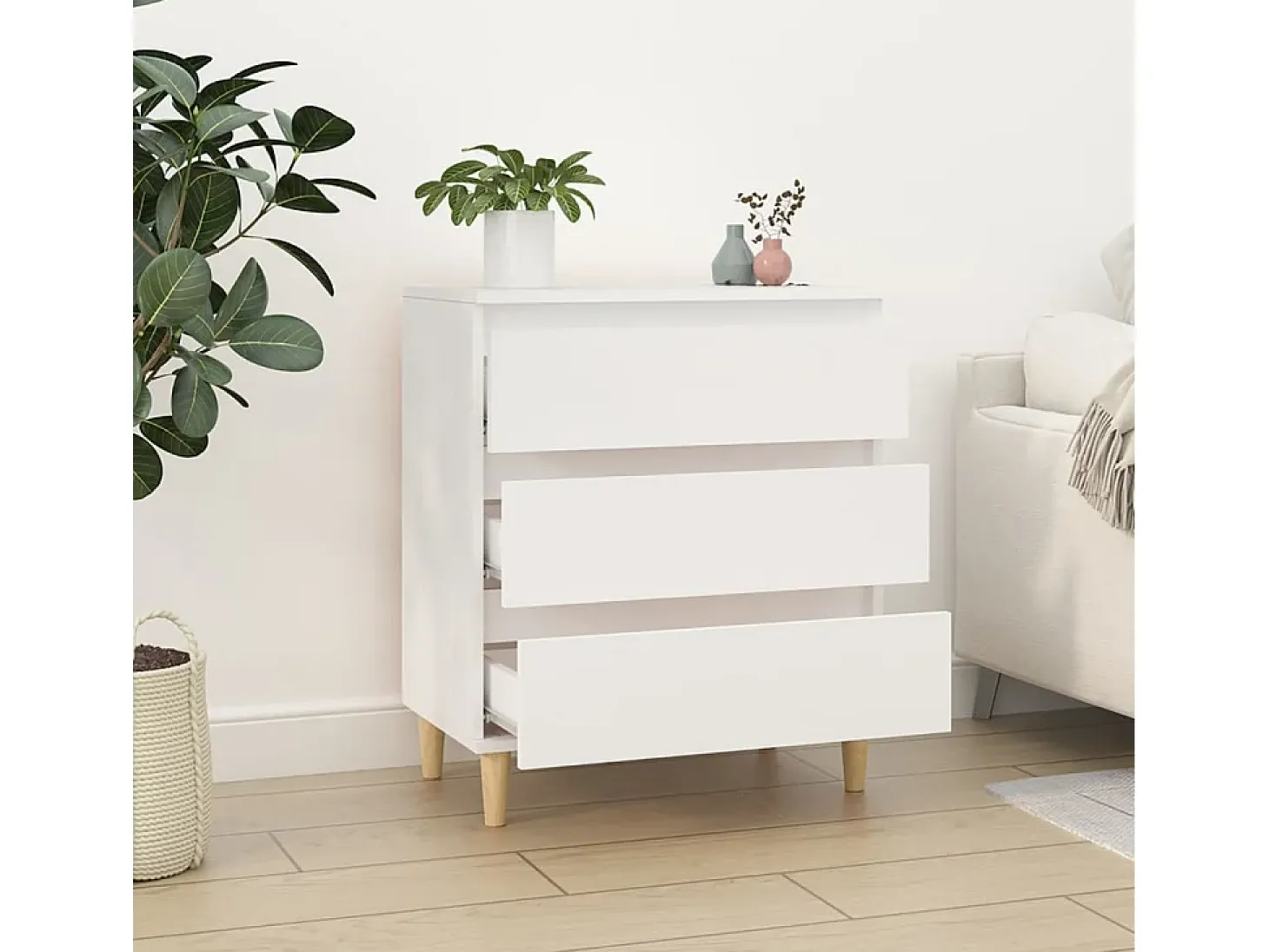 Aparador de madera contrachapada blanco 60x35x70 cm ES86681