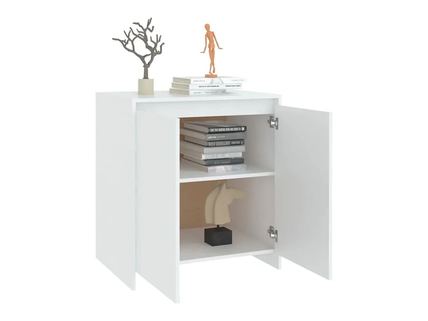 Aparador de madera contrachapada blanco 70x41x75 cm
