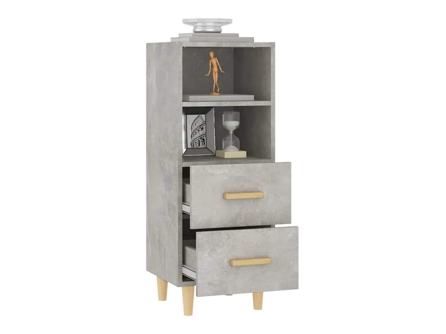 Aparador de madera contrachapada gris hormigón 34,5x34x90 cm