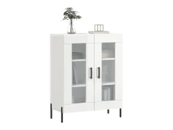Aparador de madera contrachapada blanco brillante 69,5x34x90 cm ES36967