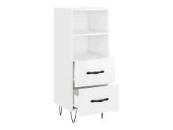 Aparador de madera contrachapada blanco brillante 34,5x34x90 cm ES34407