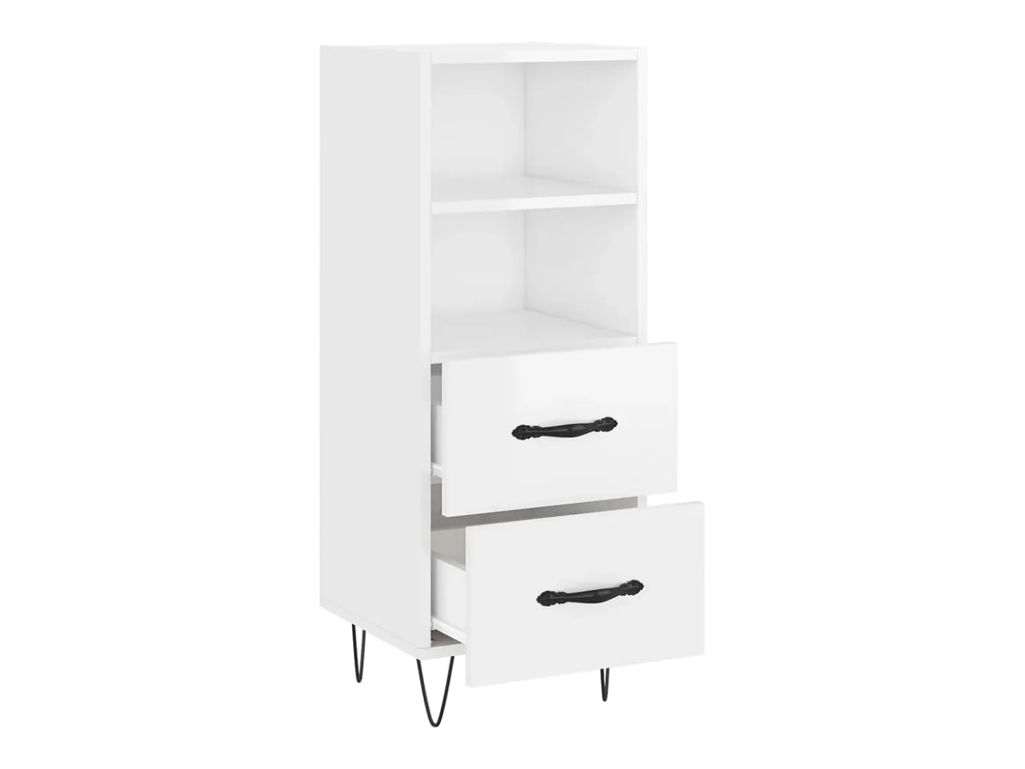 Aparador de madera contrachapada blanco brillante 34,5x34x90 cm ES34407