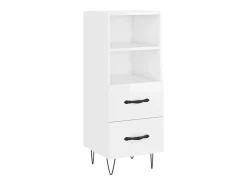 Aparador de madera contrachapada blanco brillante 34,5x34x90 cm ES34407