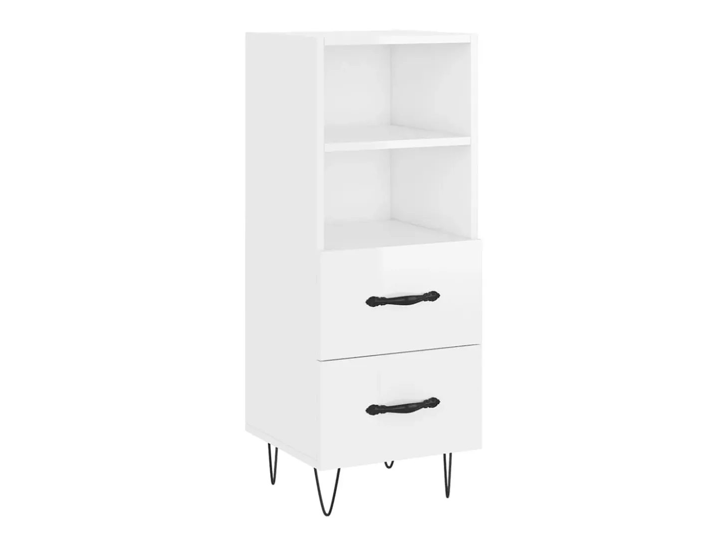 Aparador de madera contrachapada blanco brillante 34,5x34x90 cm ES34407