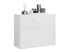 Aparador de madera contrachapada blanco brillante 88x30x70 cm ES90545