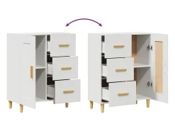 Aparador de madera contrachapada blanco 69,5x34x90 cm