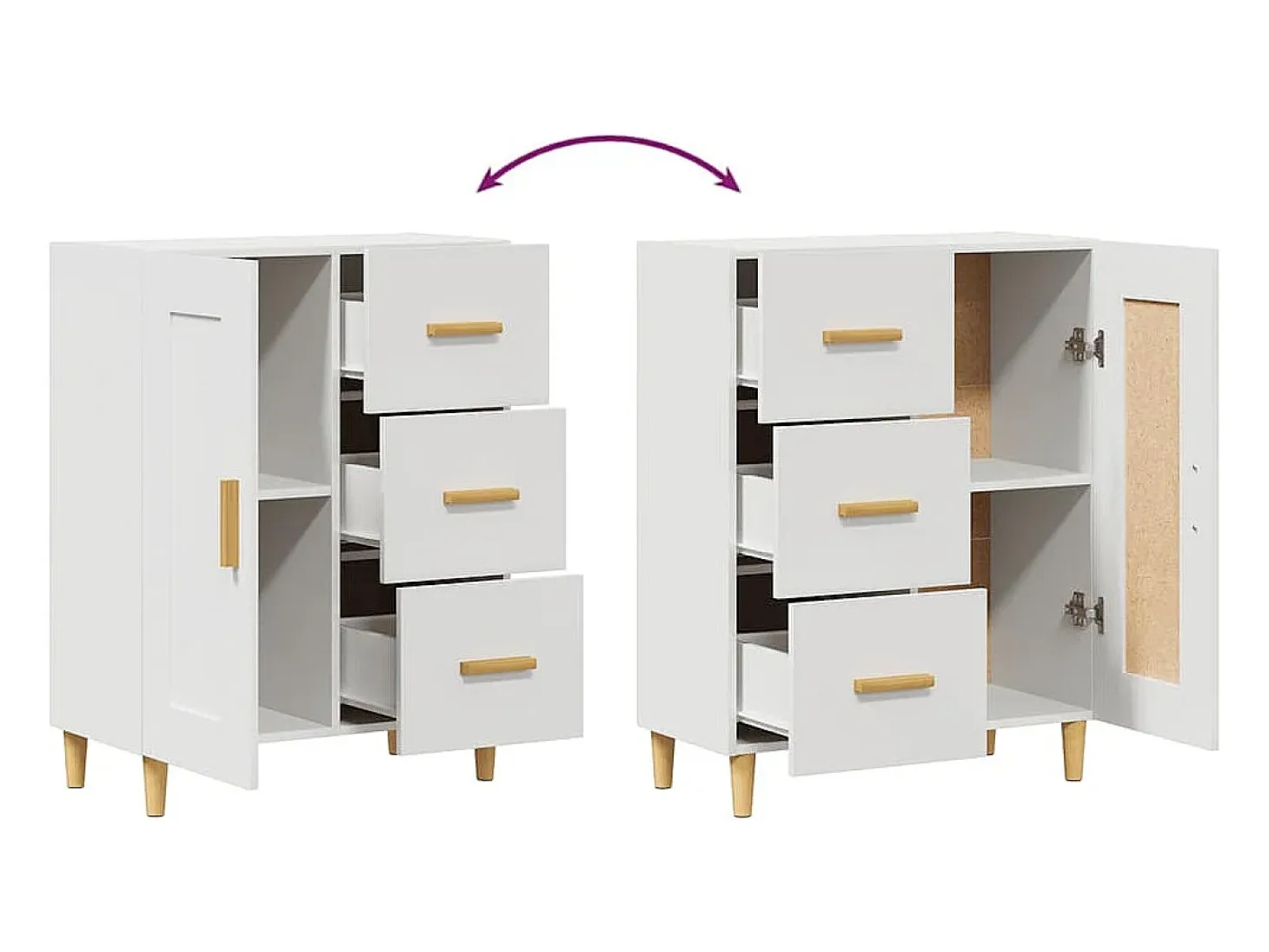 Aparador de madera contrachapada blanco 69,5x34x90 cm