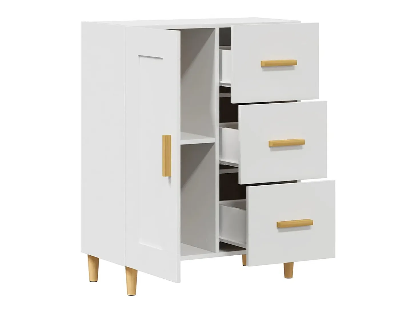 Aparador de madera contrachapada blanco 69,5x34x90 cm