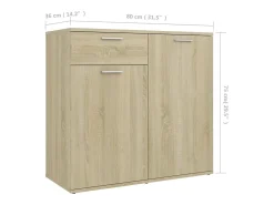 Aparador de madera contrachapada color roble Sonoma 80x36x75 cm
