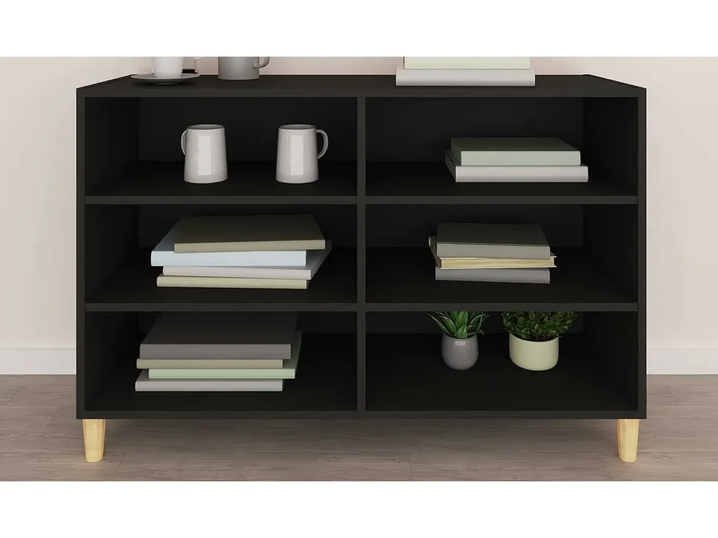 Aparador de madera contrachapada negro 103,5x35x70 cm