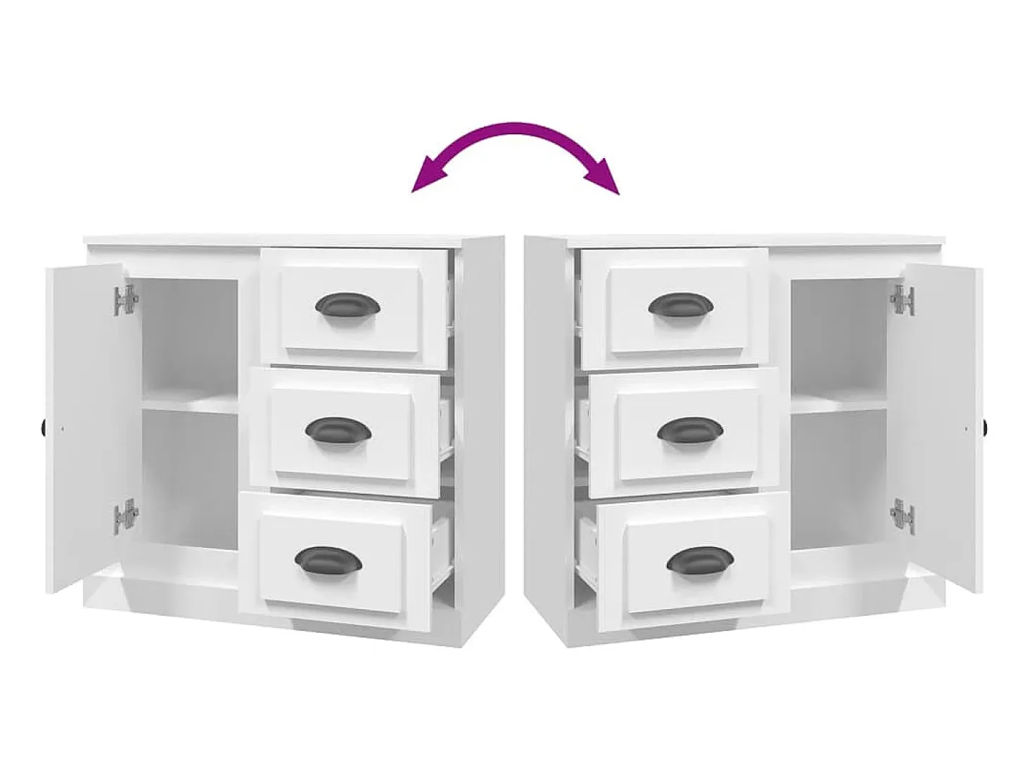 Aparador de madera contrachapada blanco 70x35,5x67,5 cm