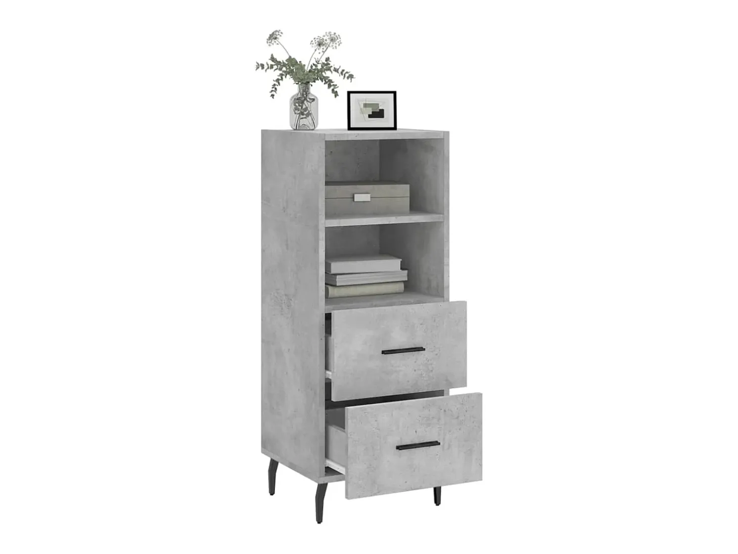 Aparador de madera contrachapada gris hormigón 34,5x34x90 cm