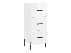 Aparador de madera contrachapada blanco brillante 34,5x34x90 cm ES95034