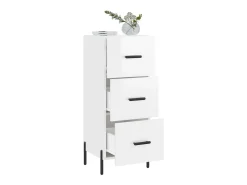 Aparador de madera contrachapada blanco brillante 34,5x34x90 cm ES95034