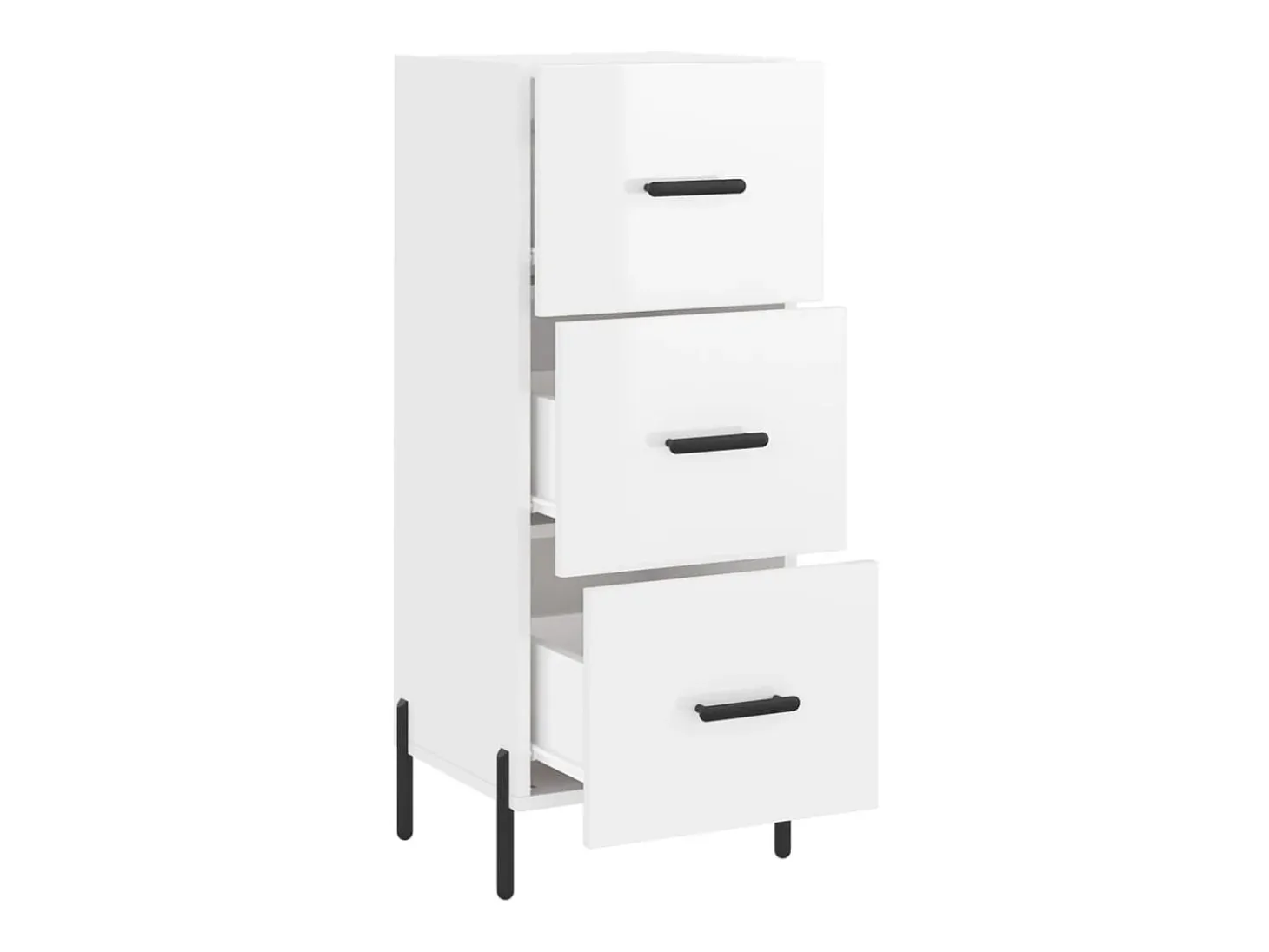 Aparador de madera contrachapada blanco brillante 34,5x34x90 cm ES95034