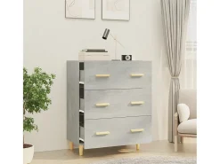 Aparador de madera contrachapada gris hormigón 70x34x90 cm