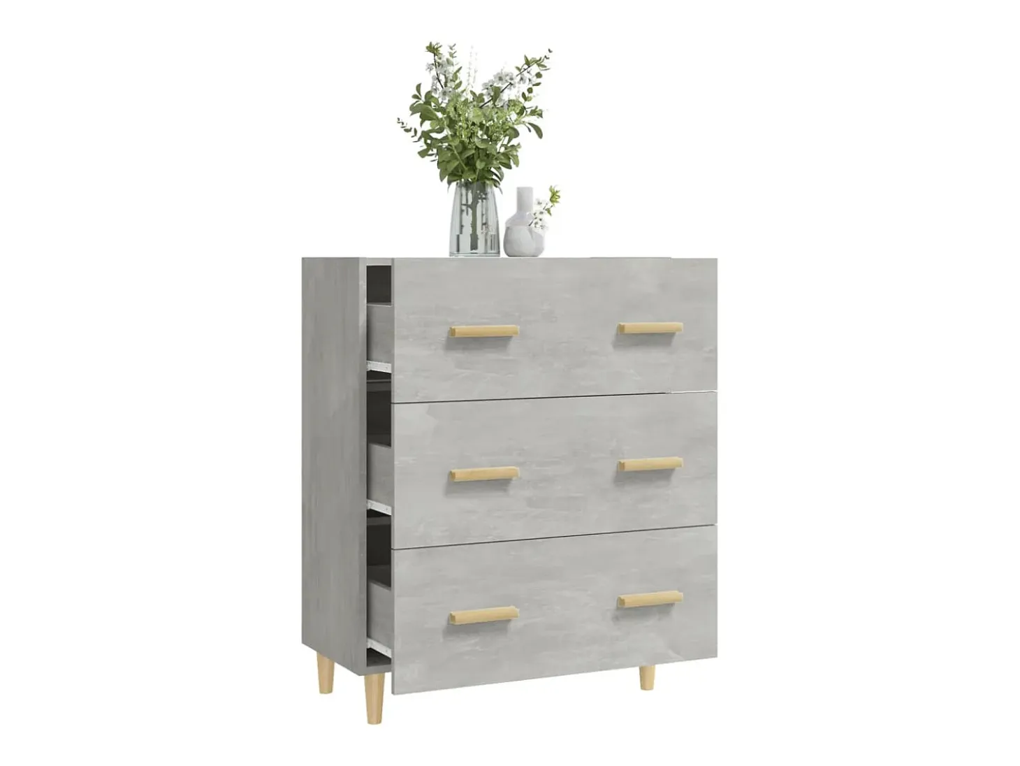 Aparador de madera contrachapada gris hormigón 70x34x90 cm
