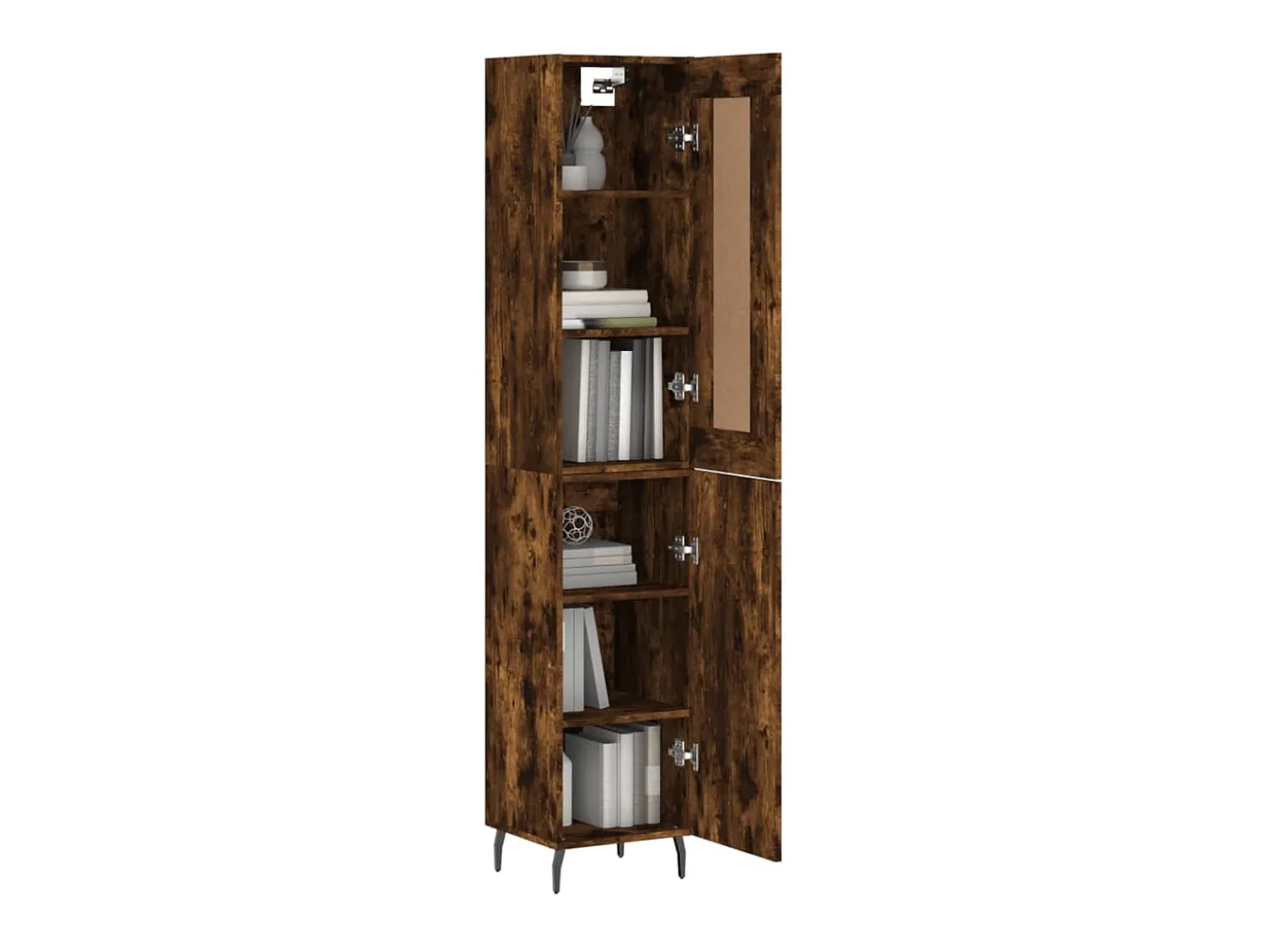 Aparador de madera contrachapada roble ahumado 34,5x34x180 cm ES71945