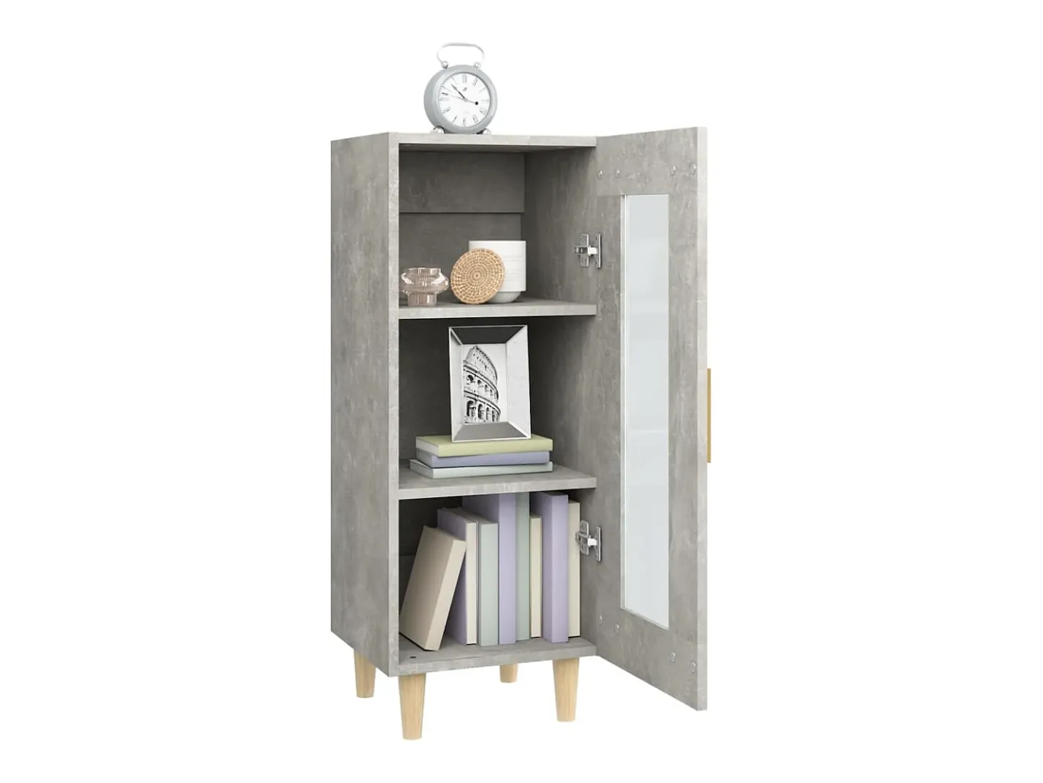 Aparador de madera contrachapada gris hormigón 34,5x34x90 cm ES30913