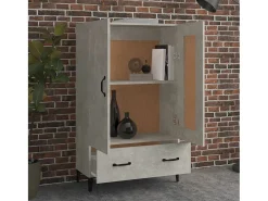 Aparador de madera contrachapada gris hormigón 70x31x115 cm