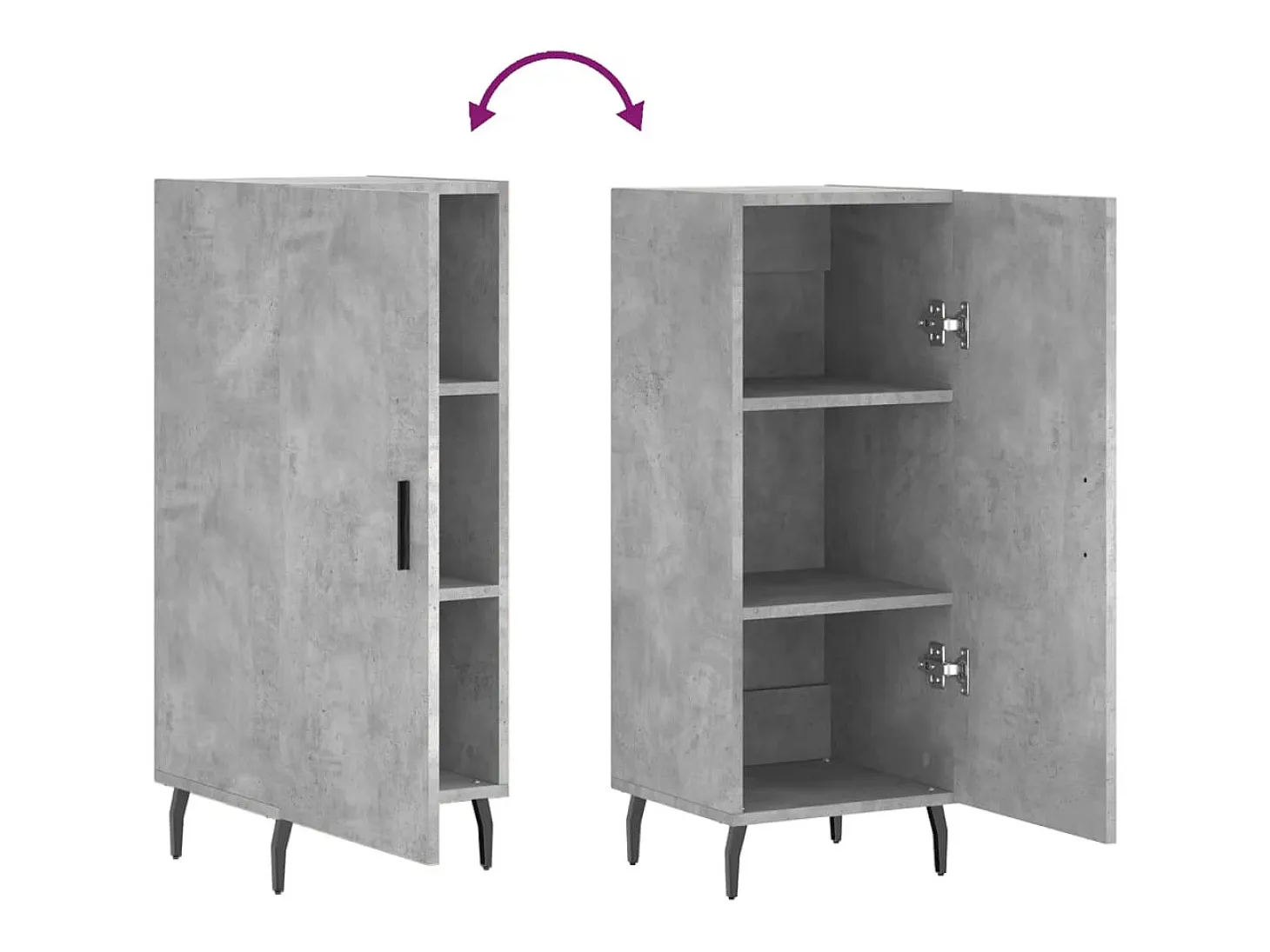 Aparador de madera contrachapada gris hormigón 34,5x34x90 cm