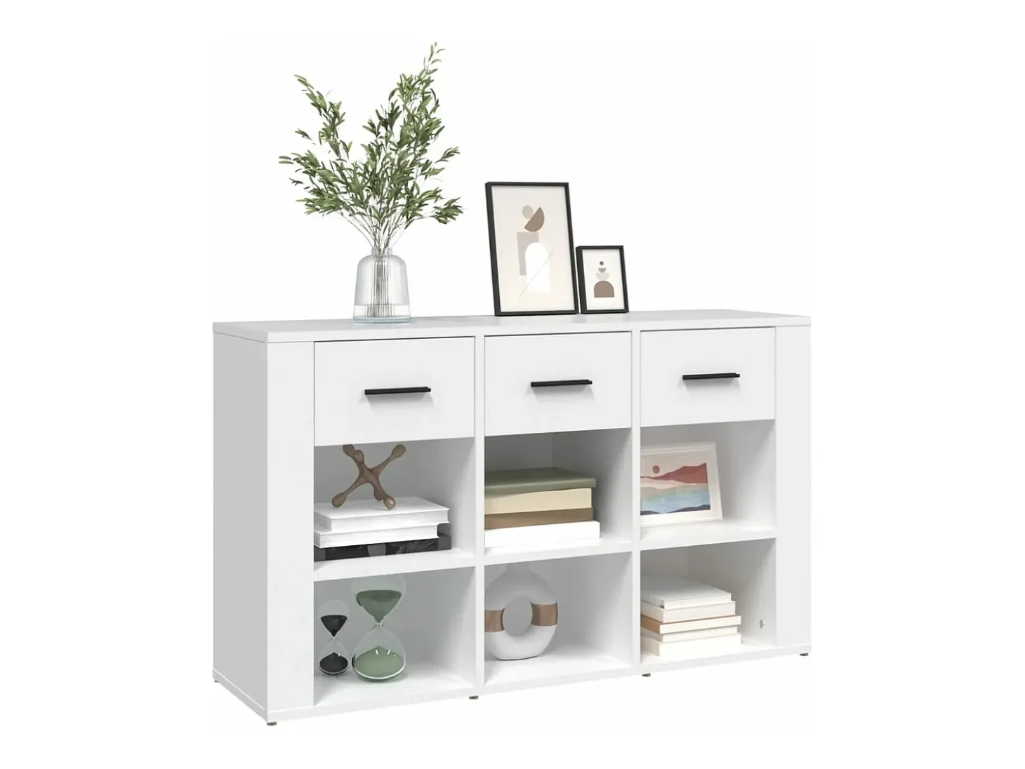 Aparador de madera contrachapada blanco 100x30x59,5 cm