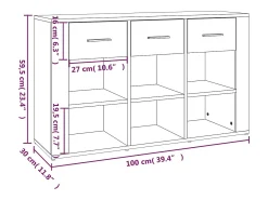 Aparador de madera contrachapada blanco 100x30x59,5 cm