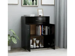 Aparador de madera contrachapada negro 60x30x75 cm ES588140