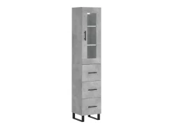 Aparador de madera contrachapada gris hormigón 34,5x34x180 cm