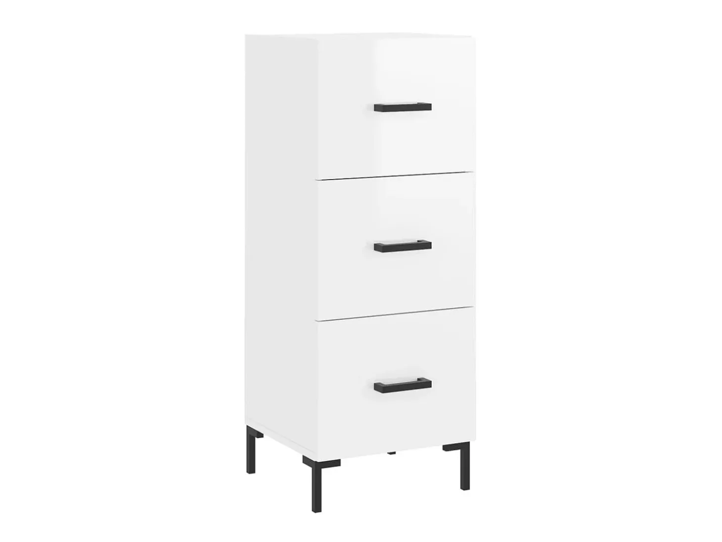 Aparador de madera contrachapada blanco brillante 34,5x34x90 cm ES51074