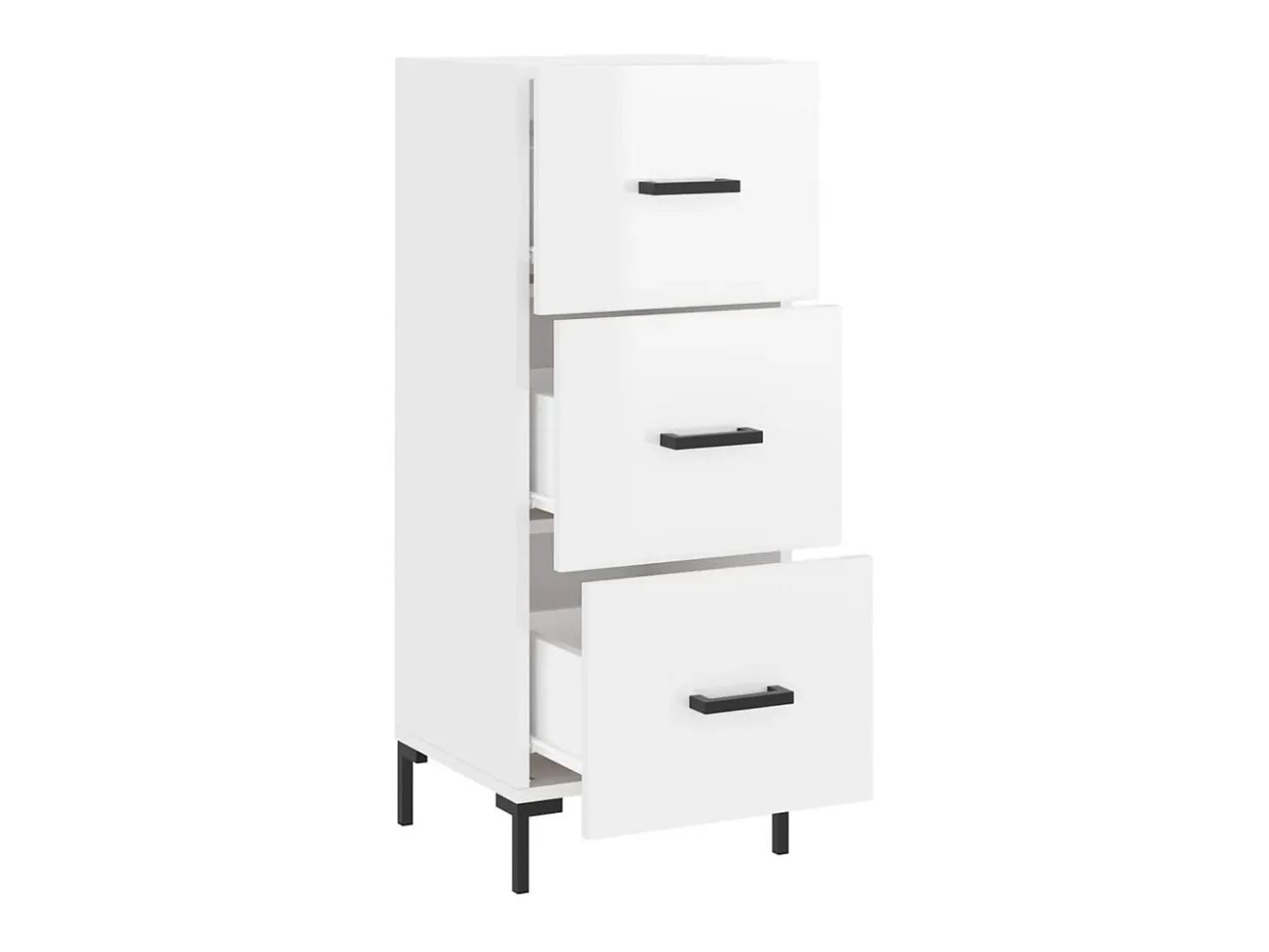 Aparador de madera contrachapada blanco brillante 34,5x34x90 cm ES51074