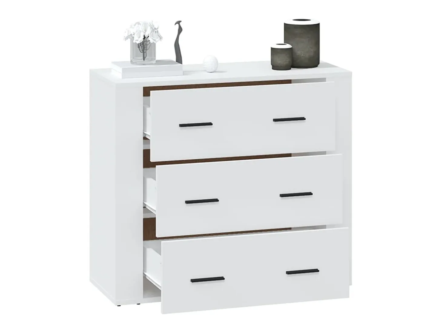 Aparador de madera contrachapada blanco 80x33x70 cm