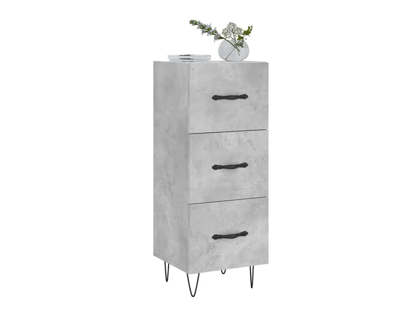 Aparador de madera contrachapada gris hormigón 34,5x34x90 cm ES10666
