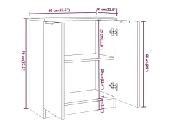 Aparador de madera contrachapada blanco 60x30x70 cm